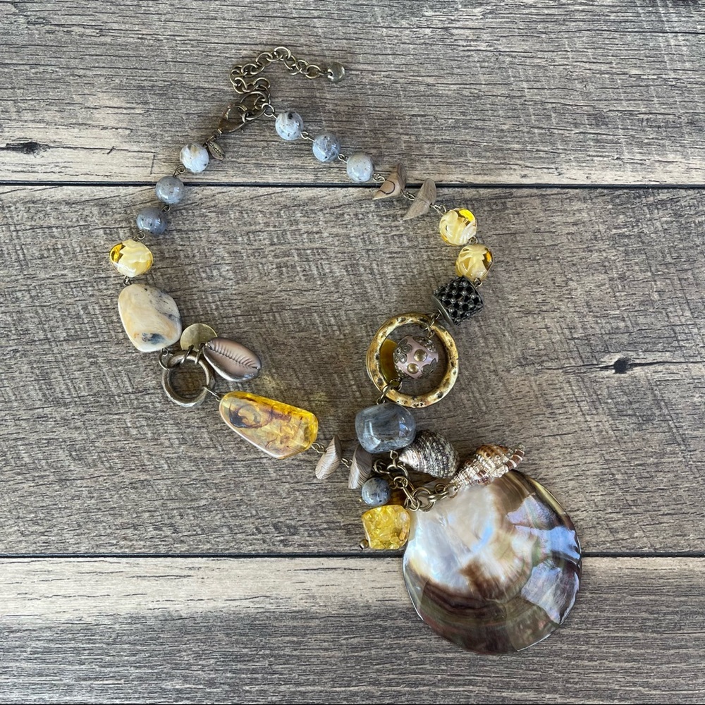 Chico’s Large Shell Pendant Statement Necklace - image 1